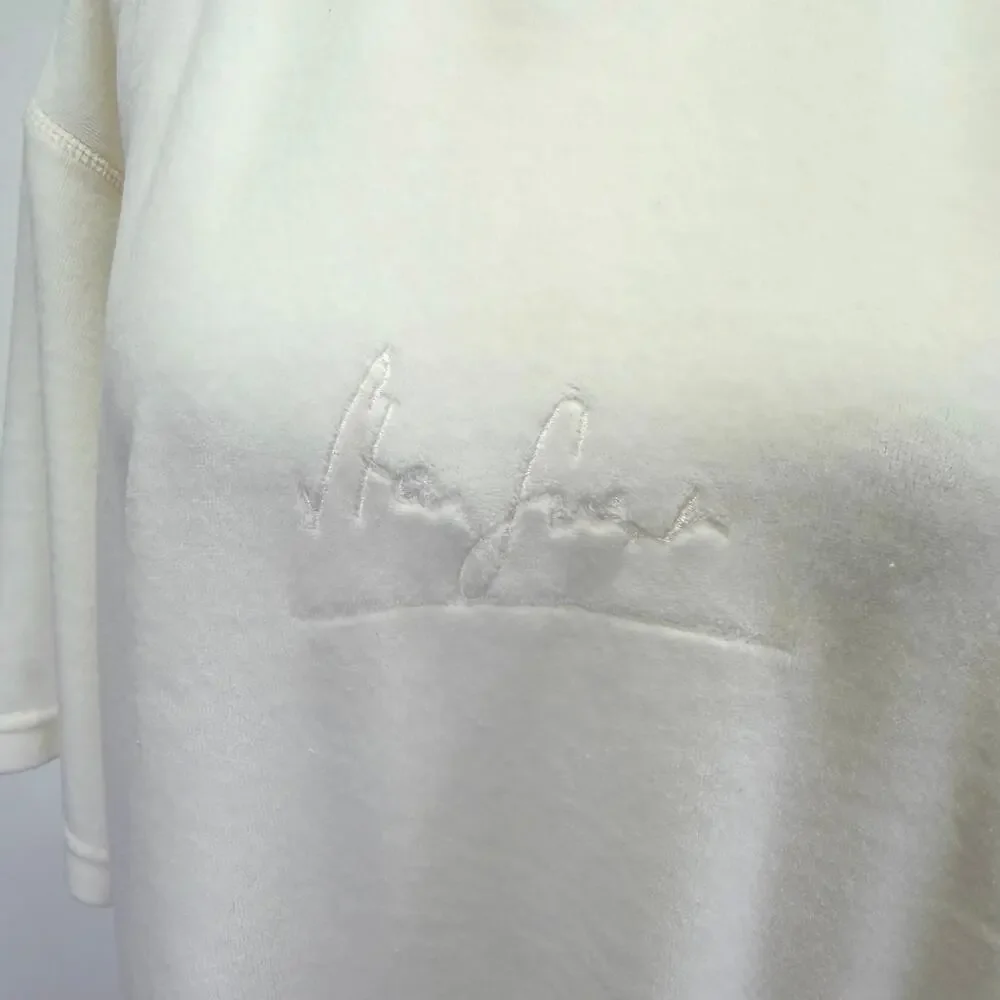 Vintage SONIA RYKIEL Cotton Velour Dress Cream Size L Exposed Seams Pockets